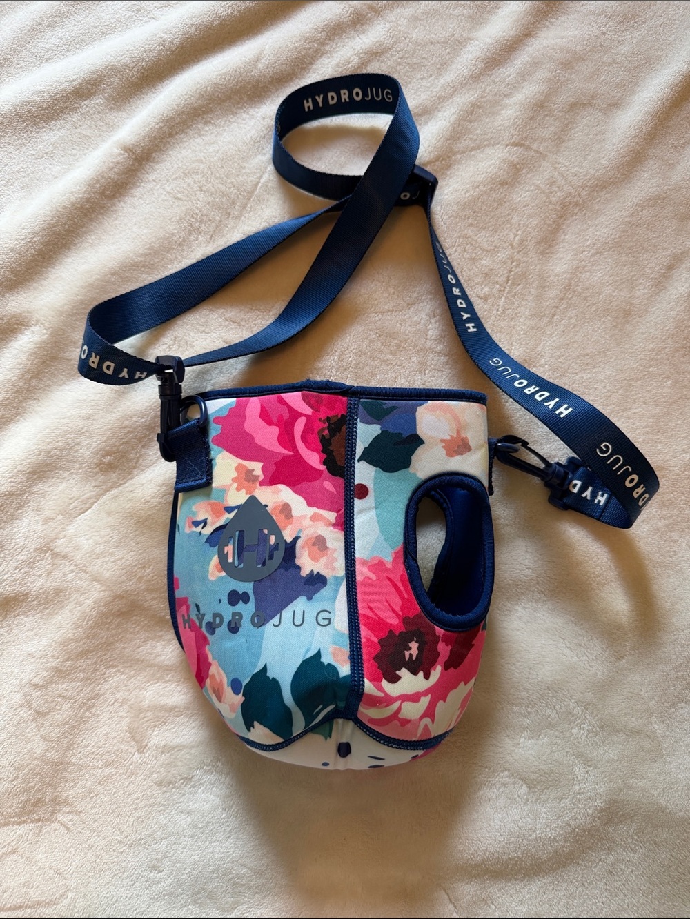 HydroJug Floral Neoprene Crossbody Bottle Carrier - Pink & Blue